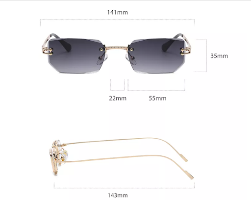 Title 1, Womens Fashion Polygon Cut Rimless Sunglasses