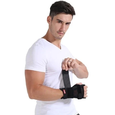 Protector de muñeca deportivo transpirable con malla para la mano, ideal para fitness y ejercicio, soporte y comodidad.