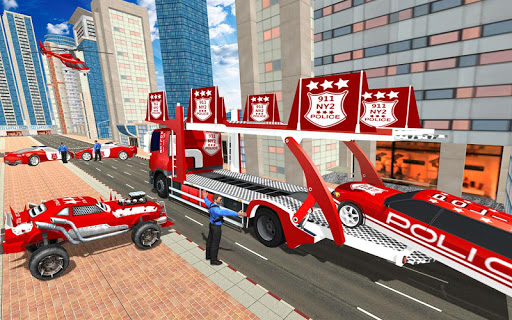 US Police Quad Bike Car Transporter Games