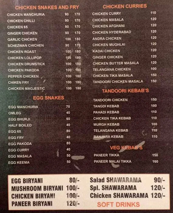 Padmavathi Food Court menu 