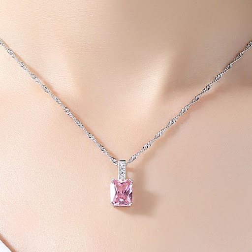 Title 4, Pink Princess Zirconia Necklace