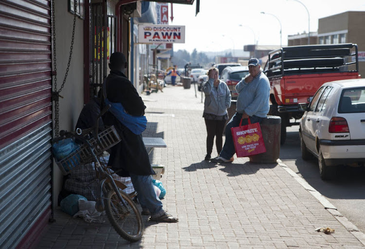 People in the streets of the struggling town of Randfontein, west of Johannesburg.