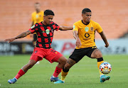 Keegan Dolly of Kaizer Chiefs challenged by Ethan Brooks of TS Galaxy.