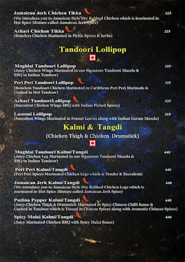 Chef Abdul's Tandooriwala menu 