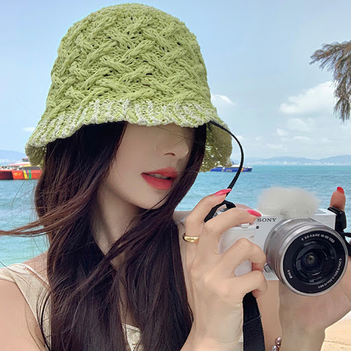 Title 1, Womens Hollow Straw Bucket Hat Breathable Twis...
