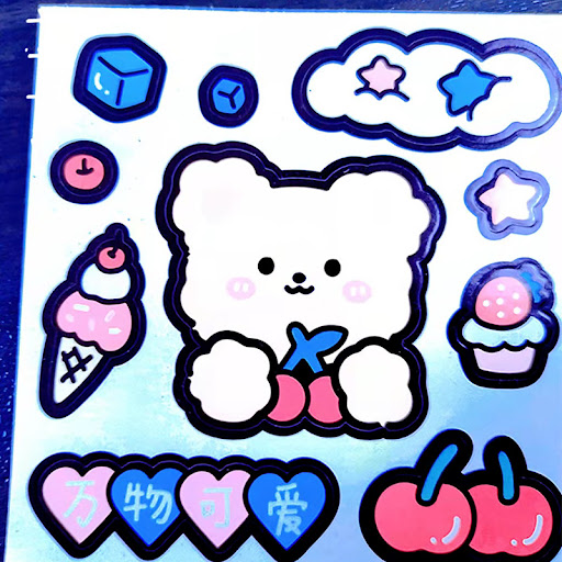 Title 2, 3D Cartoon Doll Stickers Resin Wind Accessories...