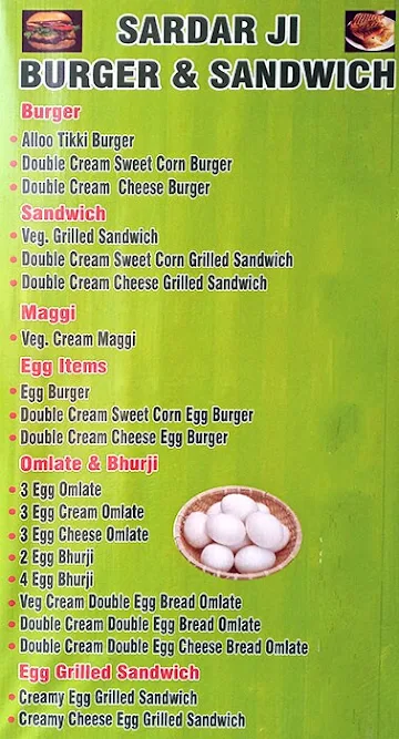 Sardar Ji Burger & Sandwich menu 