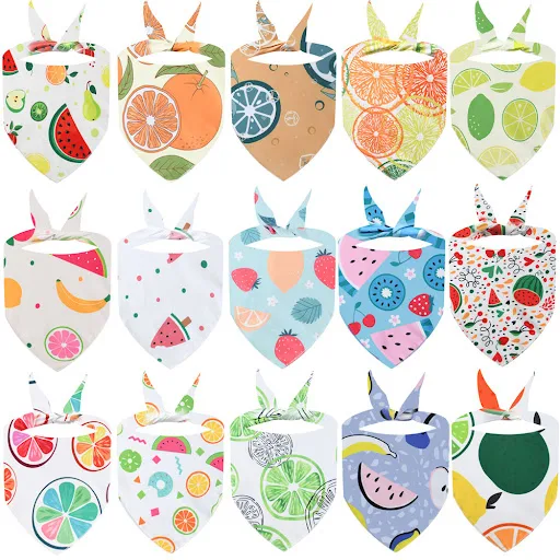 New 30pcs Fruit Dog Bandana Bulk Small Large Dog Bibs Scarf Cotton Pet Puppy Kerchief Summer Dog Accessories Pet Supplie