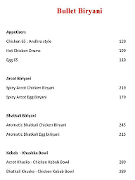 Bullet Biryani menu 1