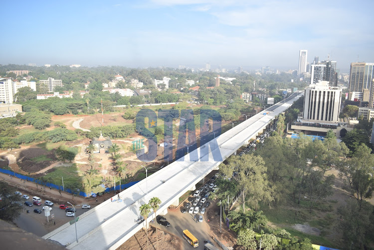 An aerial view of the Nairobi Expressway on February 15