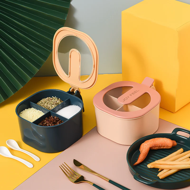 Boîte à épices avec salière, sucrier pour la cuisine, couvercle et cuillère inclus. Parfait pour les épices et le sucre. Gardez vos ingrédients frais et organisés.