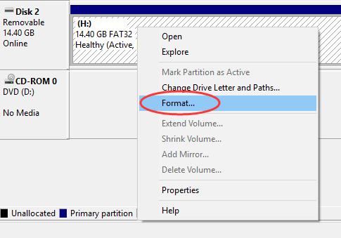 Format drive option