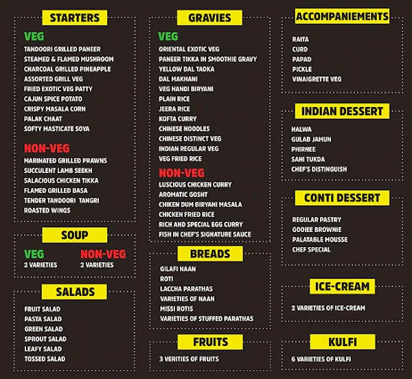 Barbeque Nation menu 