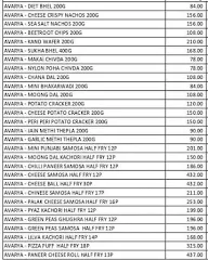 Avarya Flavours of India menu 1