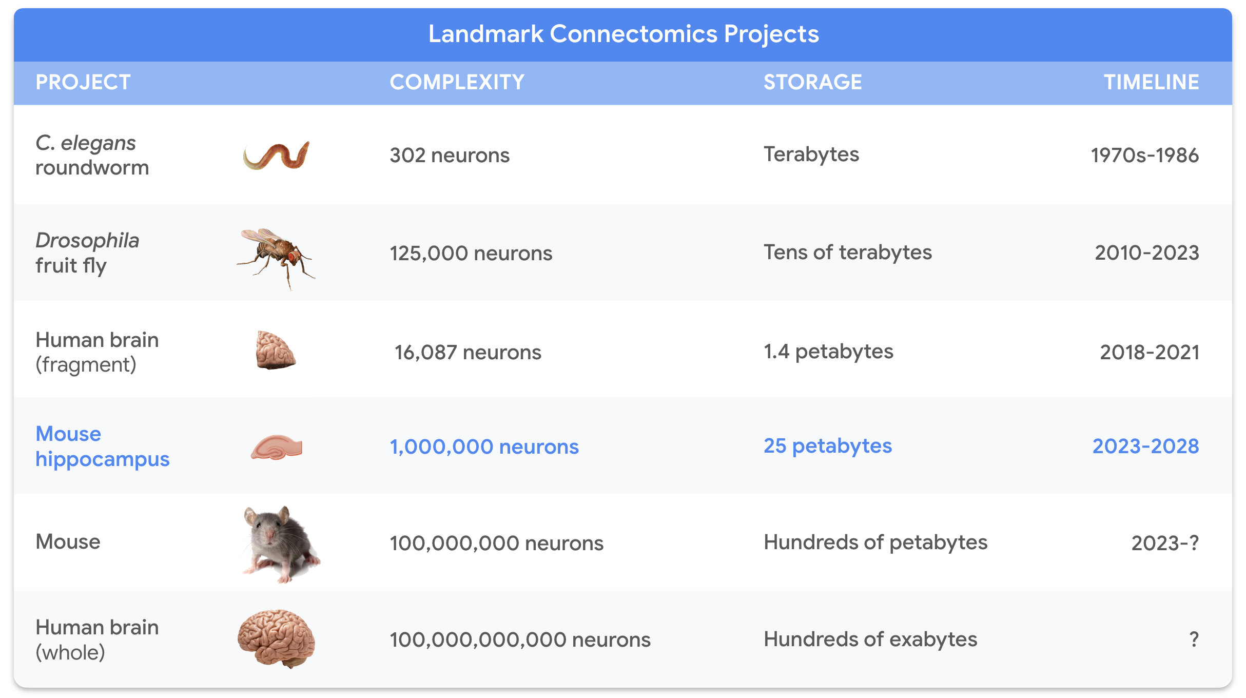 This chart and timeline below shows how connectomics has evolved since the 1970s.