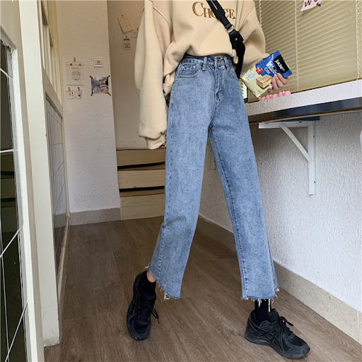 Title 3, New Spring Korean High-Waist Loose Straight-Leg...