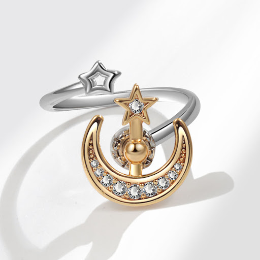Title 5, Star Moon Spinning Ring For Women to Prevent An...