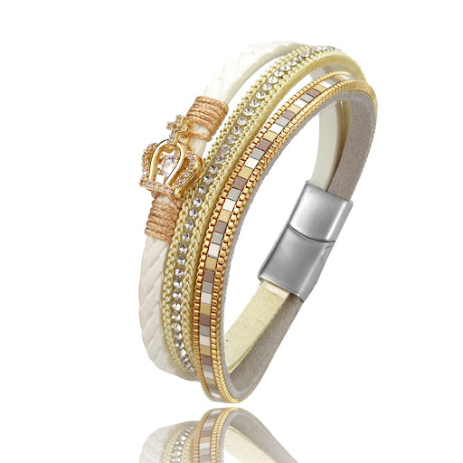 Title 2, Fashionable female crown leather bracelet, an e...