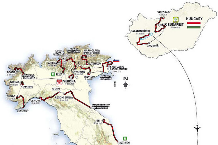 Loodzwaar parcours met meer dan 50.000(!) hoogtemeters: Giro 2022 is niet voor doetjes