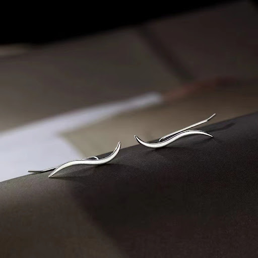 Title 2, S925 Sterling Silver Streamer Stud Earrings For...