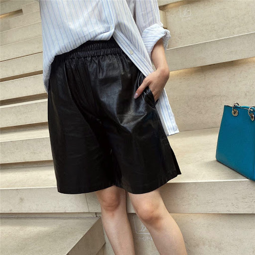 Title 6, Womens Black Elastic High Waist Leather Pants ...