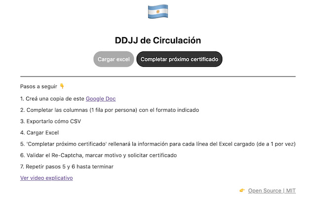 DDJJ de Circulación Helper