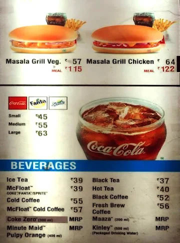 McDonald's menu 