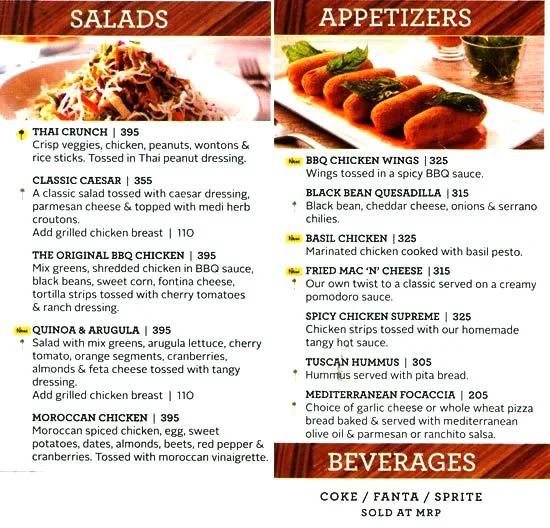 Menu Of California Pizza Kitchen Cyber