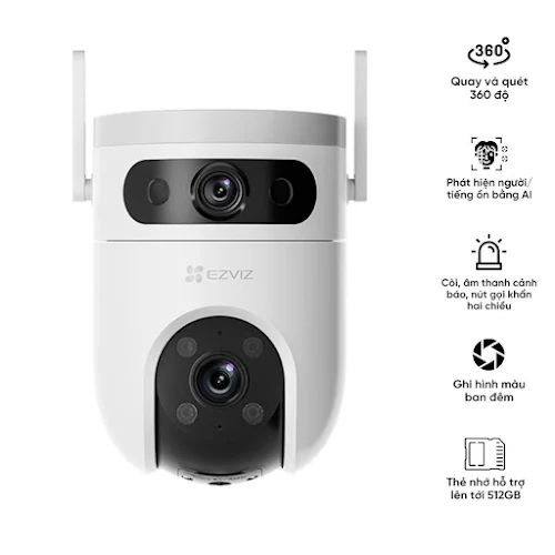 Camera kép quay/quét ngoài trời EZVIZ CS-H9C 2K (AI, 3MPx2, Color, LAN)