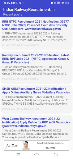 Screenshot Railway Jobs Alerts- IndianRai