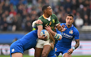 Damian Willemse of SA in action against Italy. He retains his place as starting flyhalf for Saturday's Test against England at Twickenham.