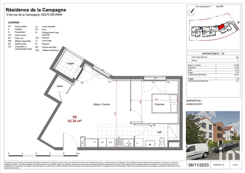 Vente appartement 2 pièces 45 m² à Sevran (93270), 249 000 €