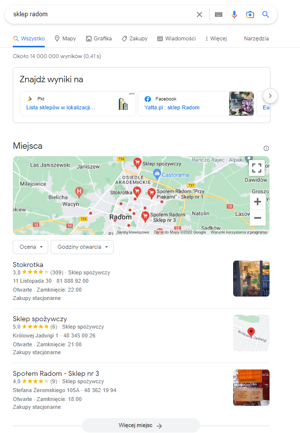 Mapy Google - polecane miejsca Sellingo.pl