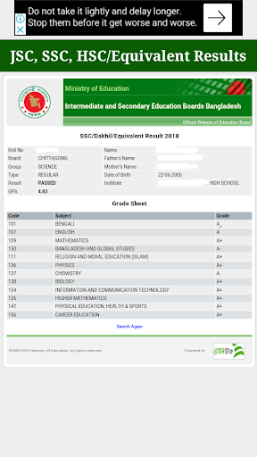 BD All Educational Board Results- JSC SSC HSC 2019