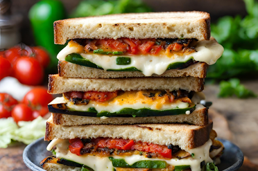 Grilled Veg Mexican Cheese Double Decker Sandwich