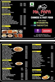 Mr Papa Chinese And Fast Food menu 1