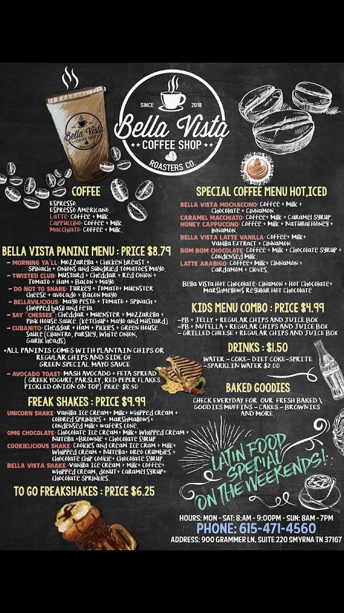 Bella Vista Coffee Shop gluten-free menu