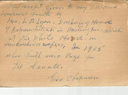 Original note on back of recipe.