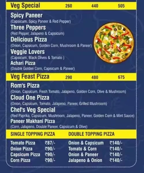 Roms Pizza menu 