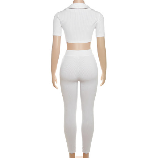 Title 7, Womens Cropped Lapel Slim Top High Waist Trous...