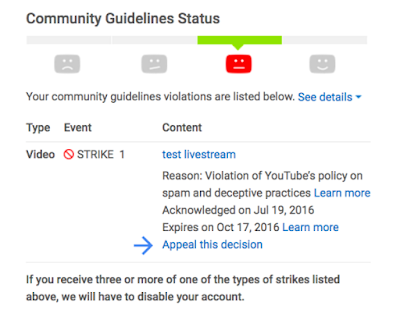 Appeal Community Guidelines Actions Youtube Help - appeal a strike