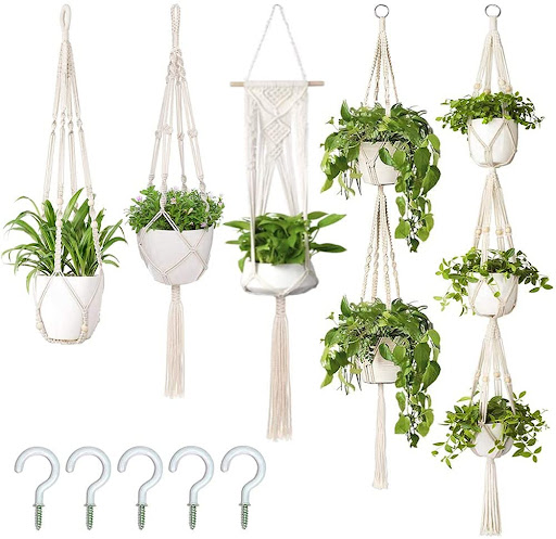 Title 2, Hand-woven Flower Pot Net Pocket DIY Hanging Ro...