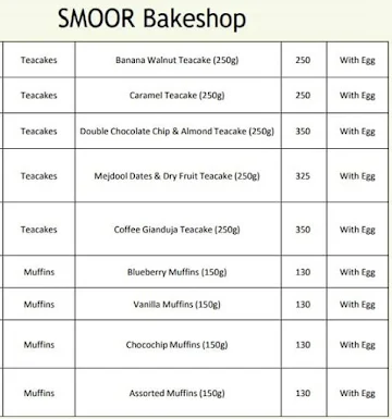 Smoor menu 