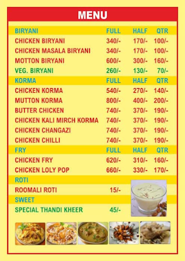 Muradabadi Shahi Biryani menu 