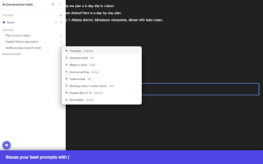 AI Conversation Vault — Folders, Search & Prompts for ChatGPT and Claude screenshot 3