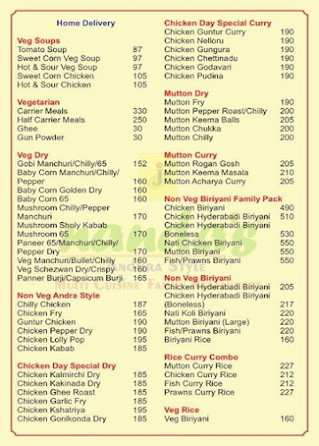 Nandus Chicken menu 