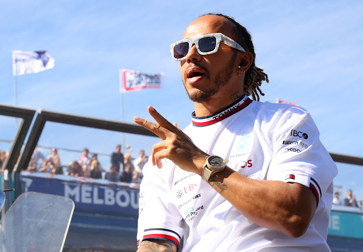 Mercedes' Lewis Hamilton during the drivers parade before the race