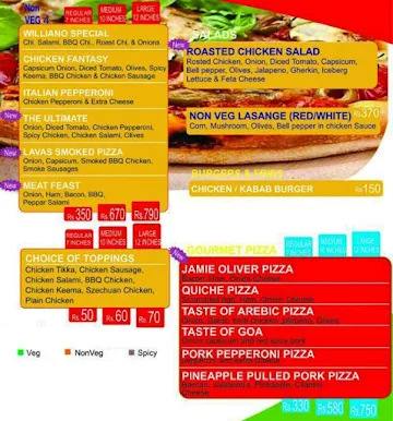 Willianos Pizza menu 