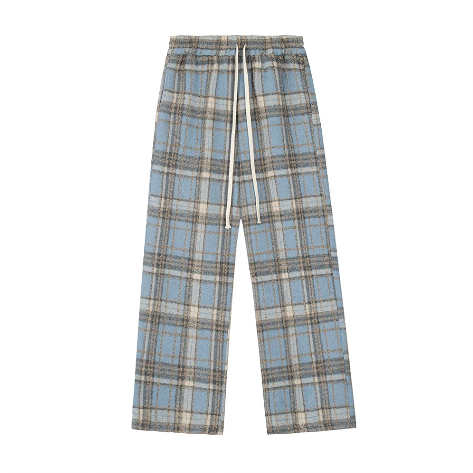 Pantalon de costume décontracté à carreaux pour homme, alliant mode et confort, idéal pour un look casual avec une touche de personnalité.