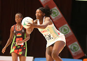 Phumza Maweni in action for the Proteas against Malawi during the Spar Netball Challenge in Sun City.